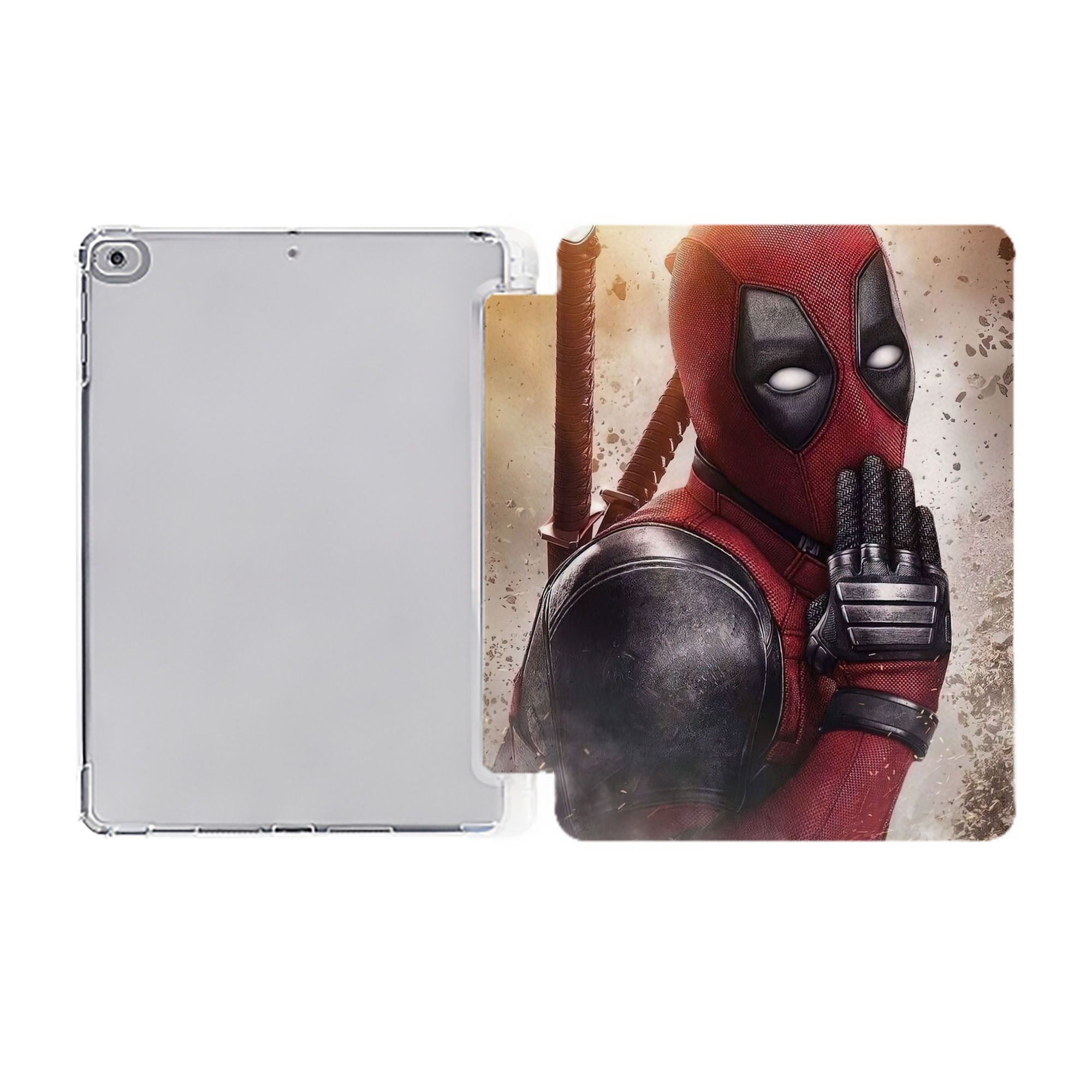 （画像用） Deadpool デッドプール IPad ケース ペン収納付き 三つ折りスタンド PUレザー×シリコン 対応機種9.5/10.5/10.9インチ
